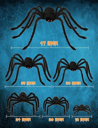 6 Packs Plush Spiders Set Scary Fake Spider for Indoor Outdoor Halloween Decor