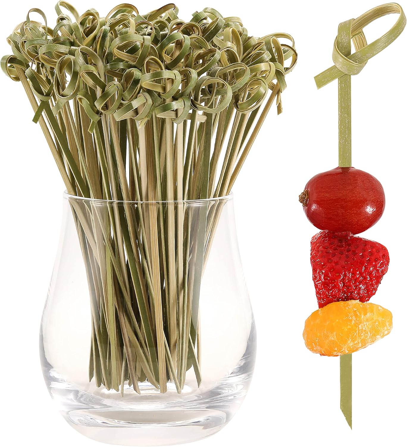 200 PCS Cocktail Picks 4.7 Inch Toothpicks for Appetizers Natural Bamboo Knot Skewers Mini Food Sticks Fancy Tooth Picks