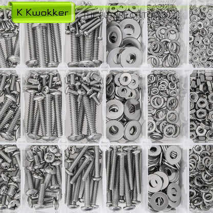 Nuts and Bolts Assortment Kit Phillips Pan Head #2-56#4-40#6-32#8-32#10-24#12-24 Machine Screws 26 Sizes 304 Stainless Steel Screws Nut and Bolt