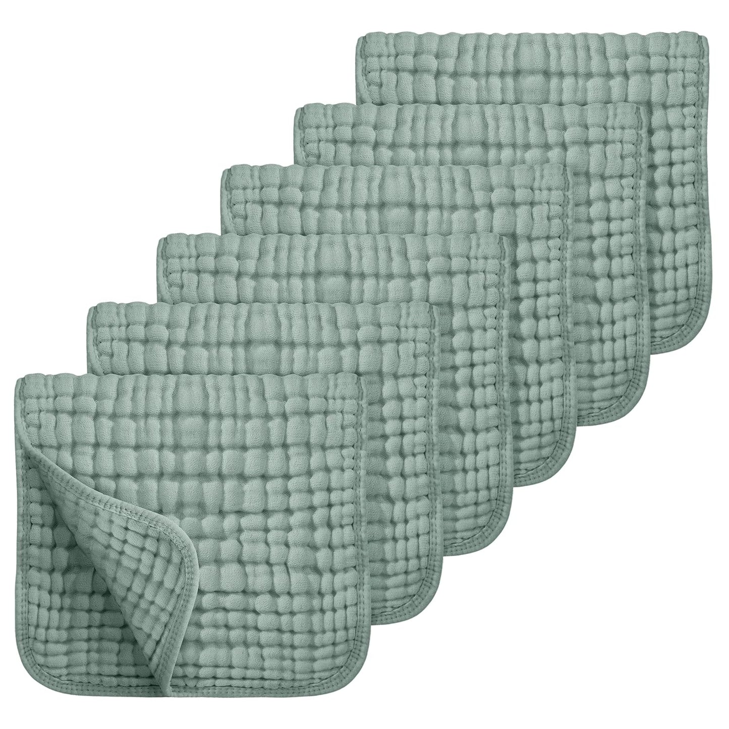 Burp Cloths 6 Pack - 20" x 10" - Ultra Soft & Absorbent 6-Layer 100% Cotton for Spit Up & Drool Gentle Baby Burping Cloth