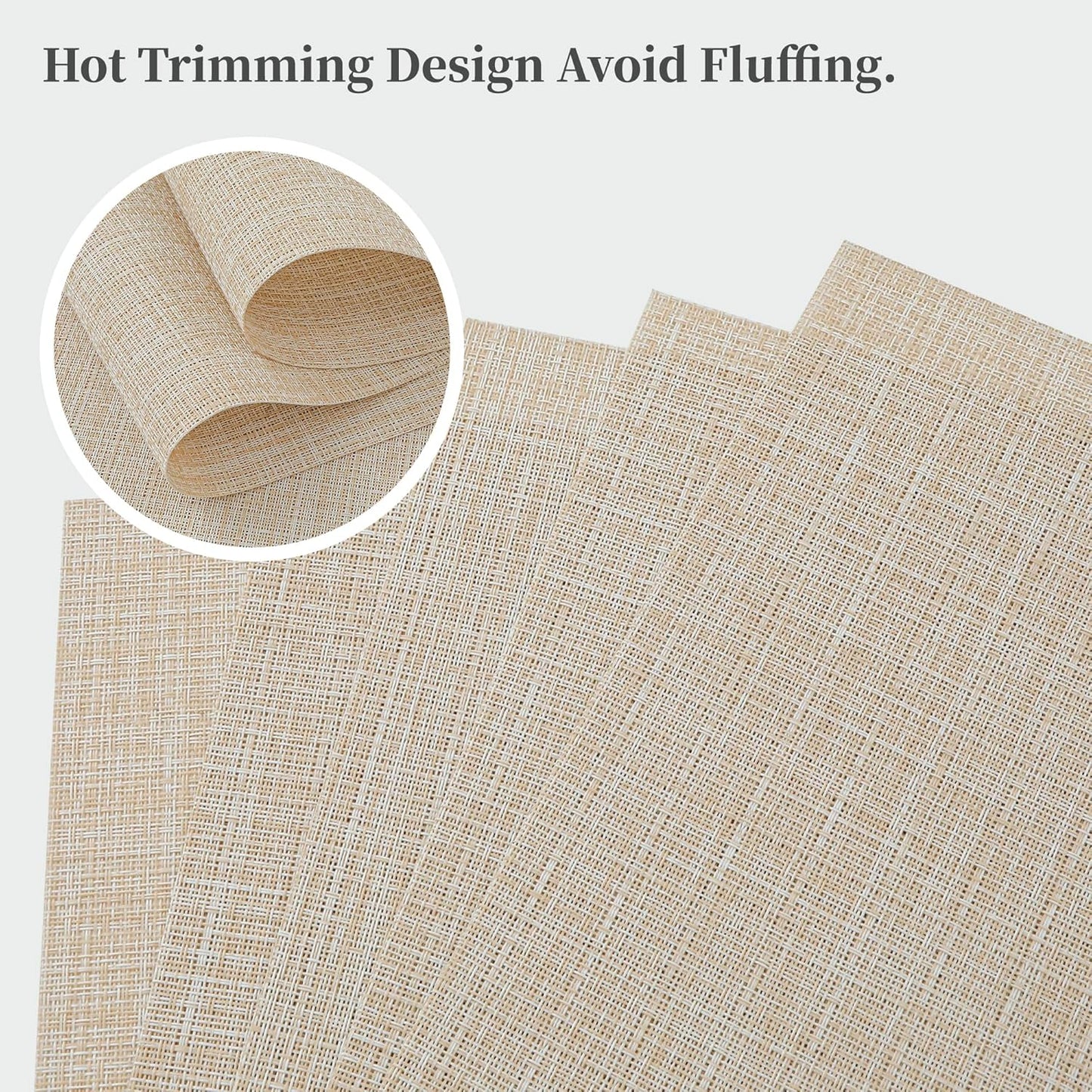 Beige Placemats Set of 4  Heat Resistant Non-Slip Place mats for Dining Table, Washable Durable