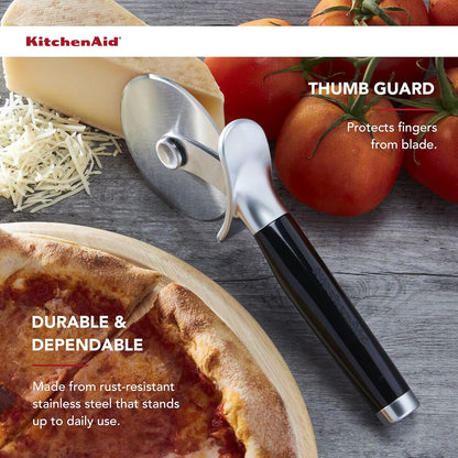 Pizza Wheel with Sharp Blade For Cutting Through Crusts Pies and More Built In Finger Guard