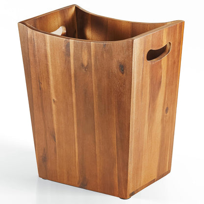 2 Gallon Acacia Wooden Bin Wastebasket Small Trash Can Decorative Bathroom Trash Can Waste Basket for Bedroom