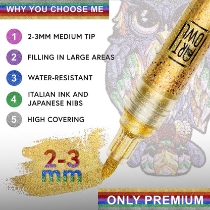 Glitter Paint Marker Pens, Medium Pens for Rock Painting, Stone, Ceramic, Glass, Wood, Fabric, Card Making Canvas DIY Crafts