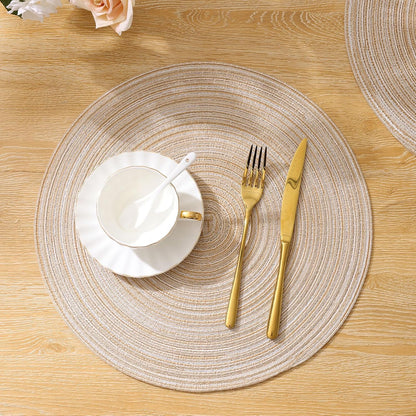 Set of 6 Cotton Polyester Braided Place Mats 15 inch Heat Resistant Washable Table Mats for Kitchen Dining