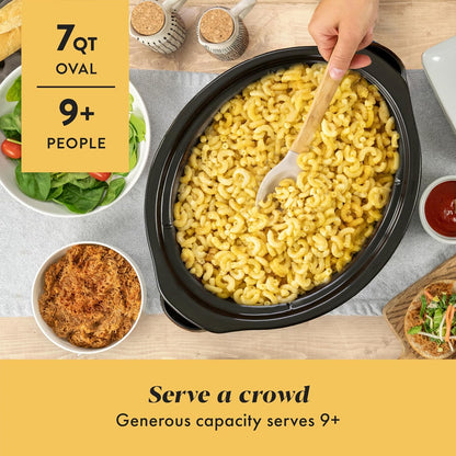 7 Quart Oval Manual Slow Cooker Stainless Steel Versatile Cookware for Large Families