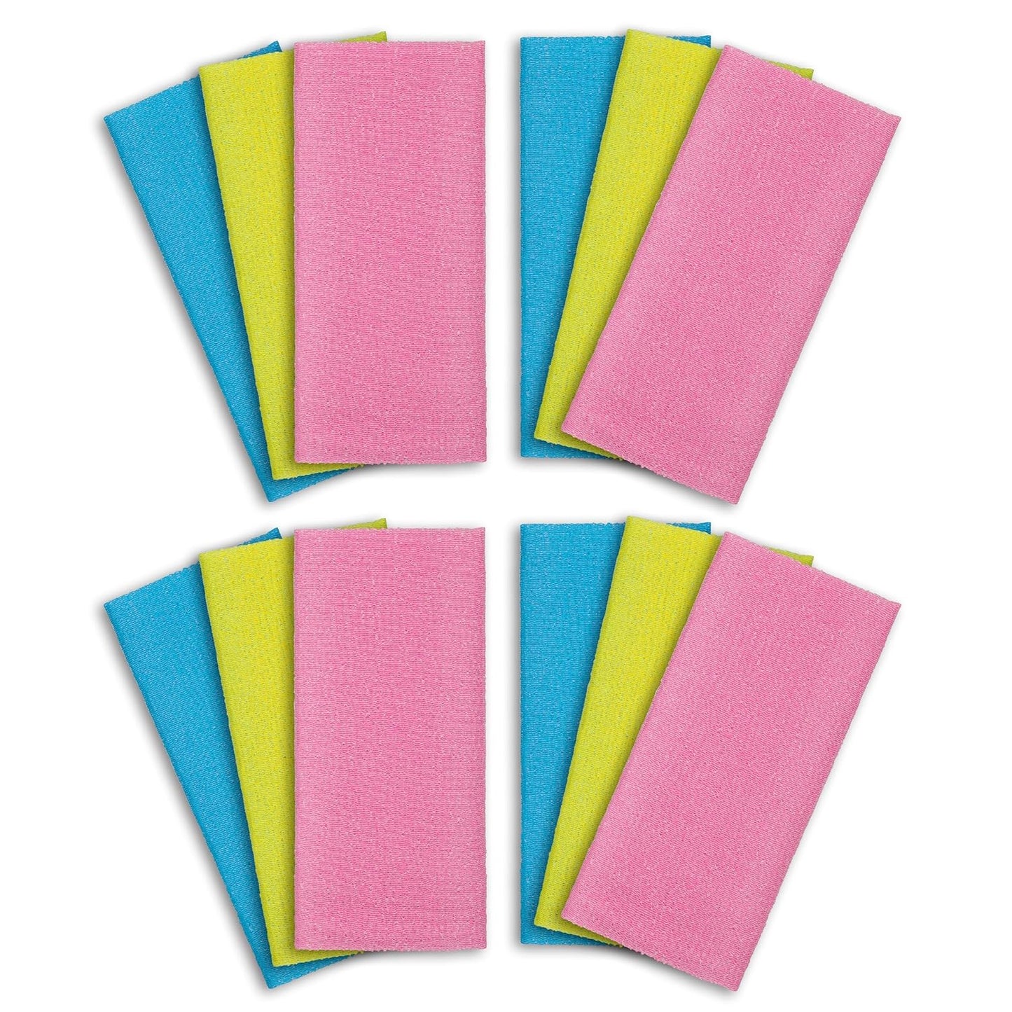 12 Pack Premium Nylon Exfoliating Towel 35-Inch Quick-Dry Hygienic Japanese Washcloth for Body & Back