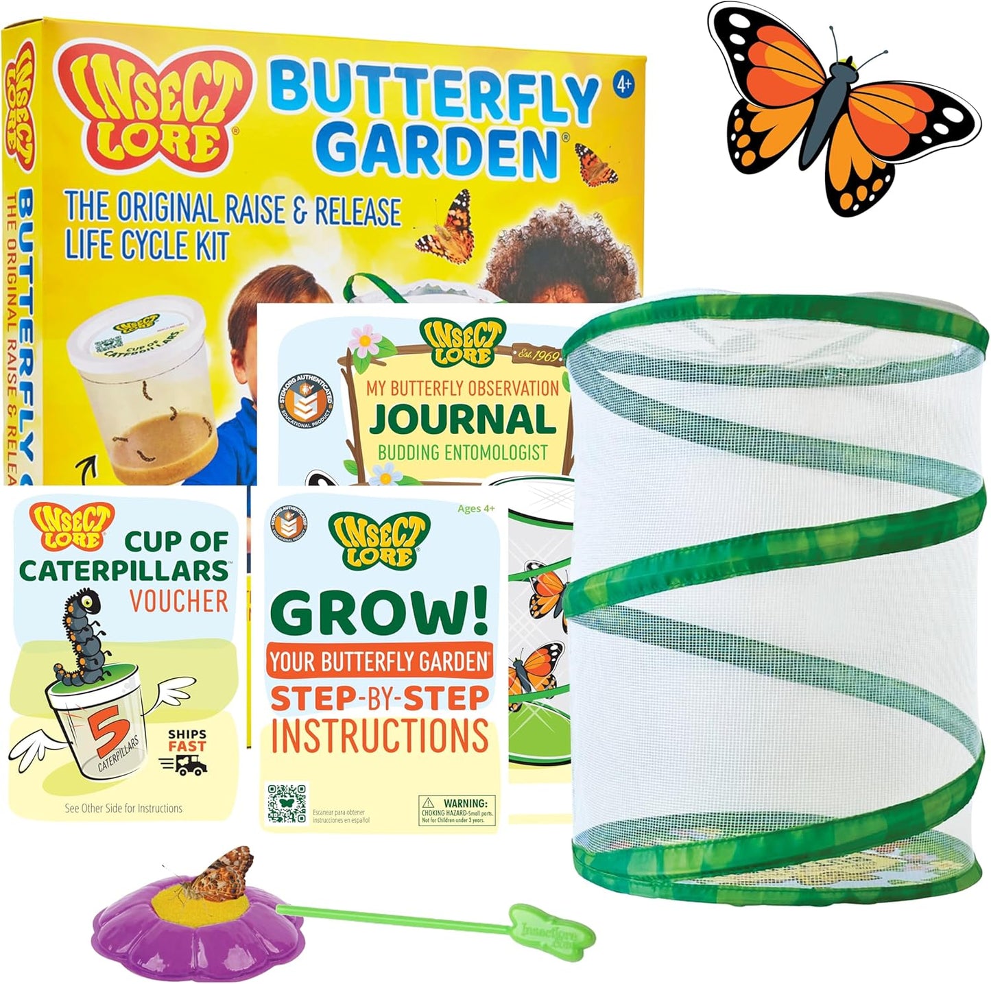 Insect Lore Raise and Release Butterfly Garden Kit Caterpillar Habitat with redeemable Voucher