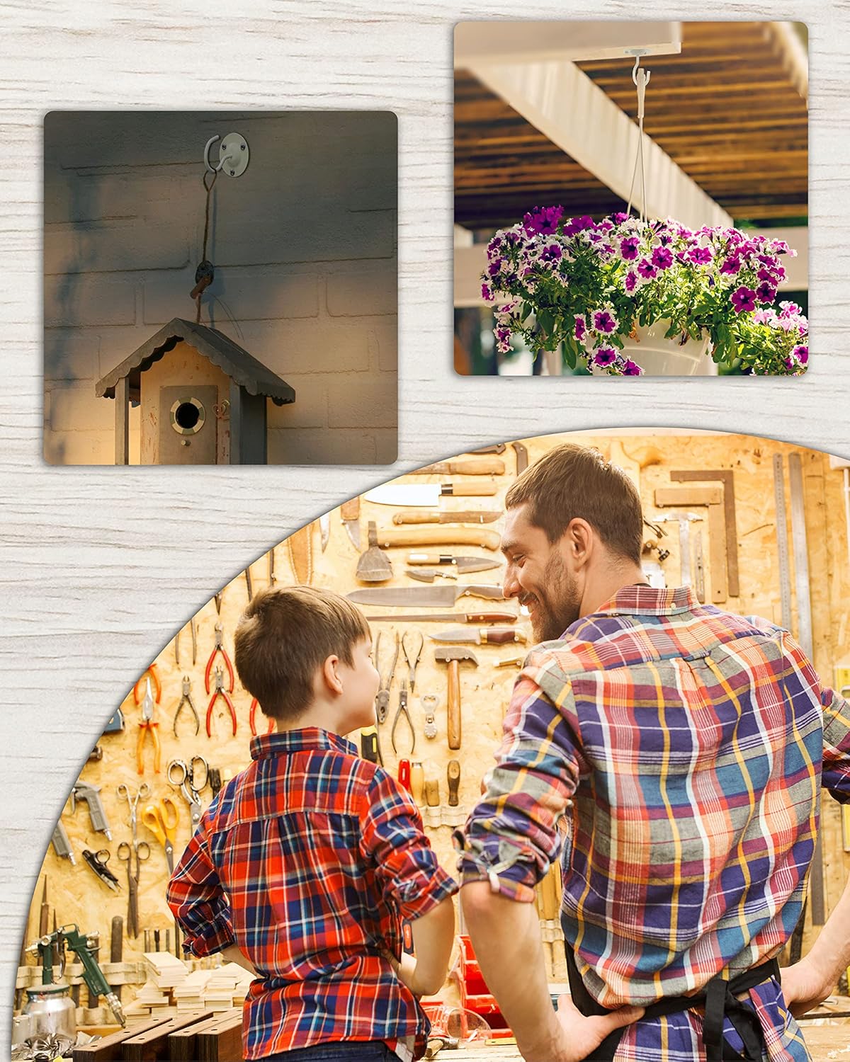 Ceiling Hooks for Hanging Plants 3 Pack - Plant Hanger Indoor Hanging Hooks Metal Plant Bracket Iron