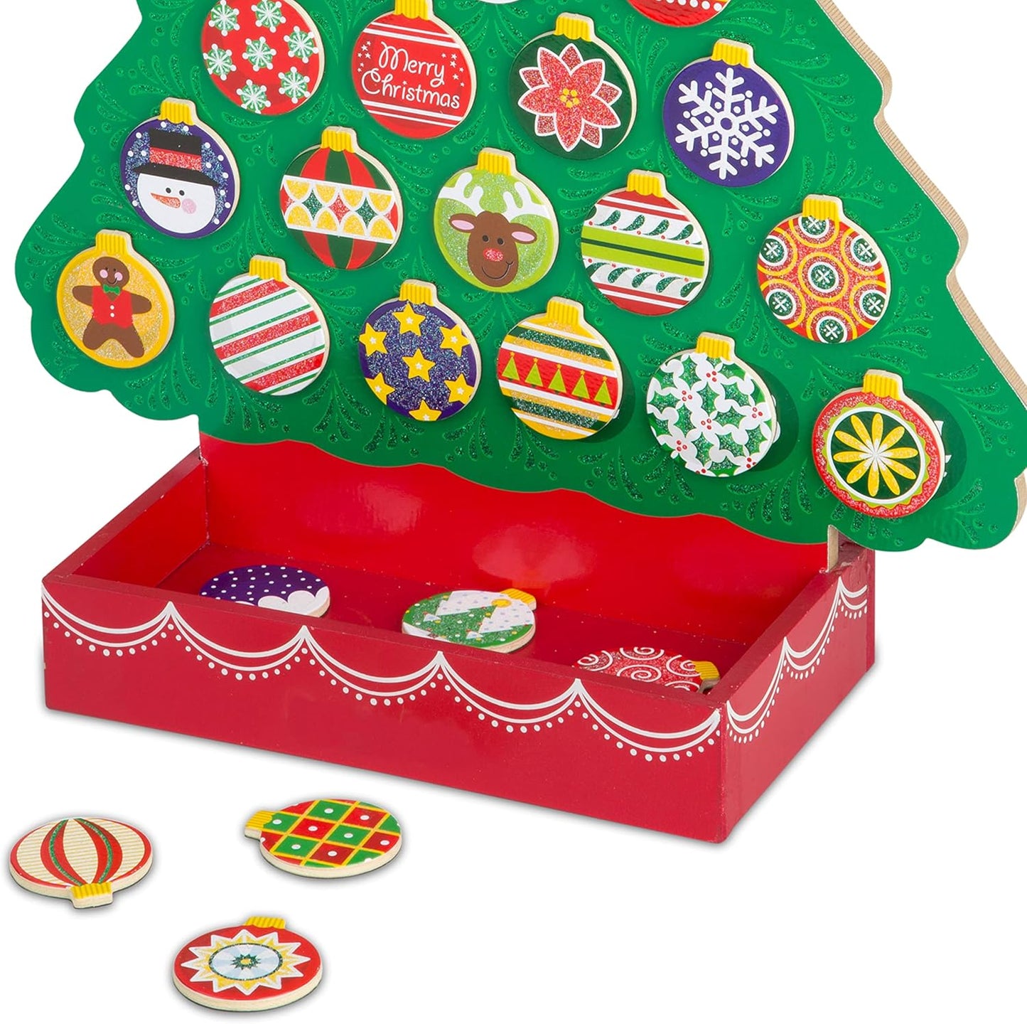Countdown to Christmas Wooden Advent Calendar  Magnetic Tree, 25 Magnets