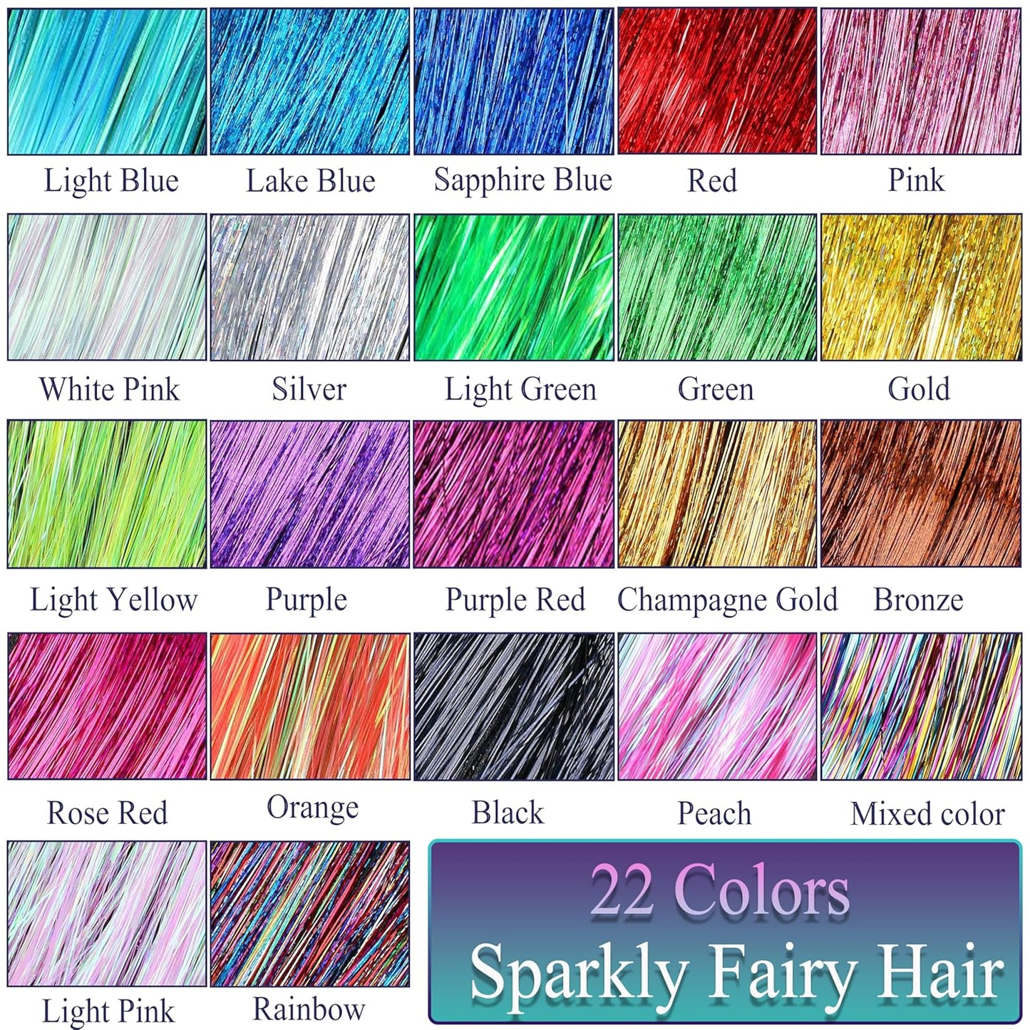 48 Inch Glitter Tinsel Hair Extensions for July Fourth Christmas New Year Halloween Cosplay Heat Resistant Fairy Hair Accessories