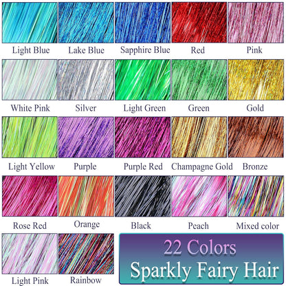 48 Inch Glitter Tinsel Hair Extensions for July Fourth Christmas New Year Halloween Cosplay Heat Resistant Fairy Hair Accessories