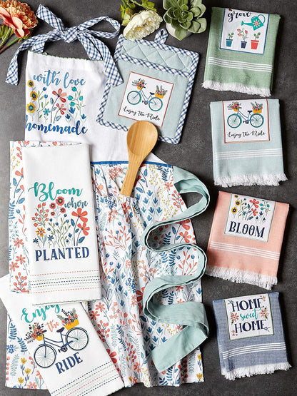 Kitchen Gift Set Collection Pot Holder & 3 Dish Towels Enjoy The Ride 4 Piece