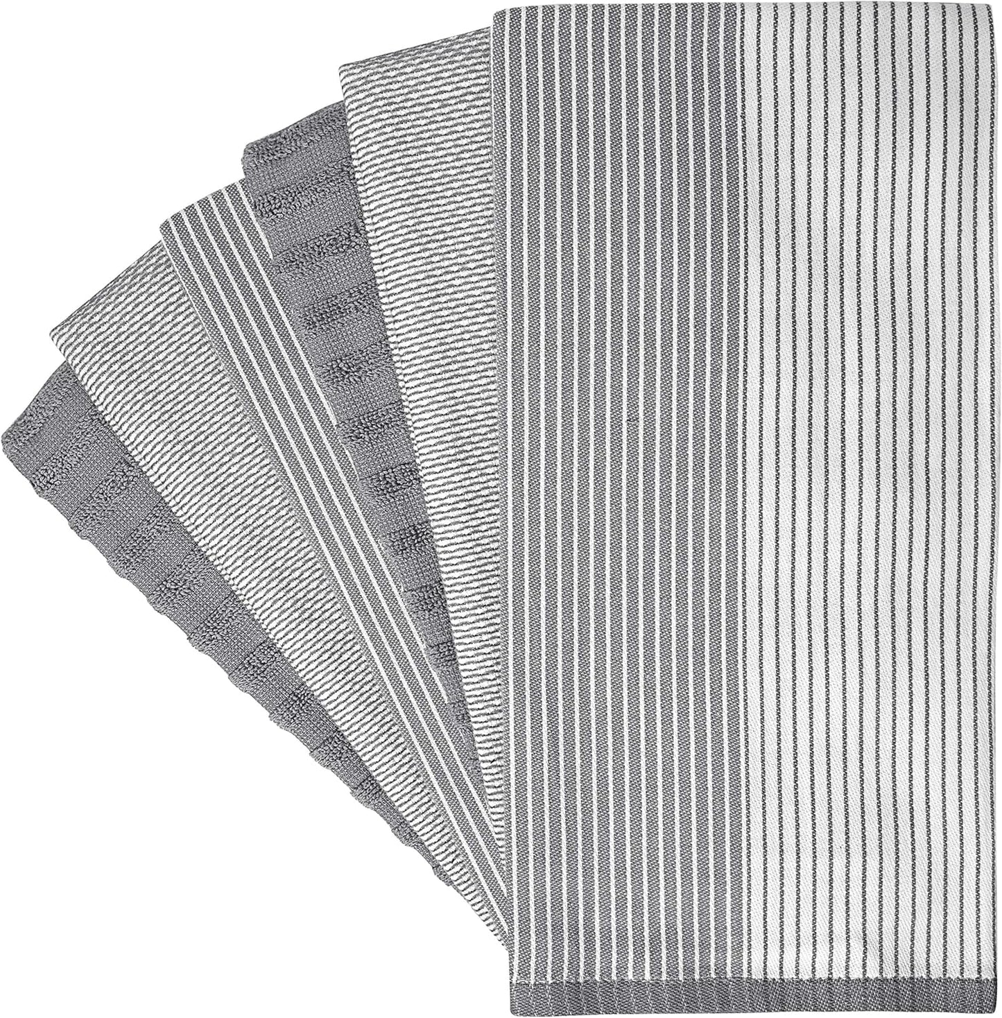 Kitchen Towels (20”x 28” 6 Pack)  Large Cotton Dish Towels Flat & Terry Highly Absorbent