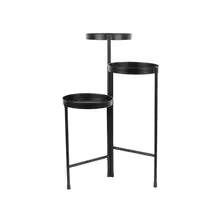 Black Metal 3 Tier Plant Stand Indoor Outdoor Flower Display Storage Rack Collapsible Design Durable Iron