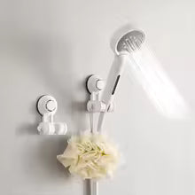 Punch-Free Adjustable Suction Cup Shower Holder with Storage Hook Household Movable Shower Holder Bathroom