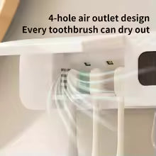 1 smart toothbrush rack wall mounted 3-slot toothbrush intelligent drying rack, toothpaste dispenser, household