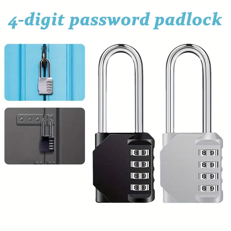Combination Padlock Outdoor 4 Digit Long Shackle Waterproof Password Padlock Pad Lock For School Locker Gym