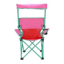Kids Canopy Camp Chair Safety Lock Portable Outdoor Chair with Canopy Adjustable Sunshade Cup Holder Kids