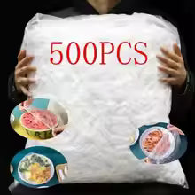 500PCS Reusable Elastic Food Covers | Clear Stretch Plastic Bowl & Plate Lids | Kitchen & Dining