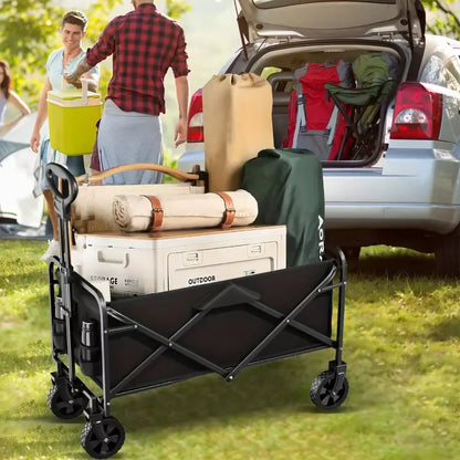 Heavy Duty Foldable Utility Garden Wagon With Terrain Car storage car Wheels, Side Pockets