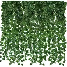 12 pcs Artificial Ivy Leaves Garland for Weddings, Parties, and Home Decor - Realistic Greenery Hanging Plant Vine