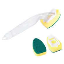 Sponge Pot Brush  Powerful Stain Removal, Automatic Liquid Dispensing Handle
