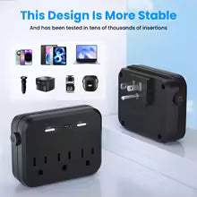 Switch with surge protector Mini Portable power strip 6-in-1 Multifunctional 3 power strip 2 USB ports