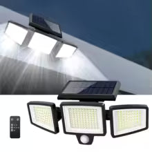 Outdoor Waterproof Solar Light with Motion Sensor 3-Head 200+ LEDs Security Light for Porches Garages