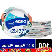 100 Pcs Heavy Duty Compostable Paper Plates Leak Resistant Microwavable Disposable