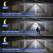Outdoor Waterproof Solar Light with Motion Sensor 3-Head 200+ LEDs Security Light for Porches Garages
