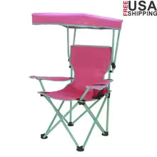 Kids Canopy Camp Chair Safety Lock Portable Outdoor Chair with Canopy Adjustable Sunshade Cup Holder Kids