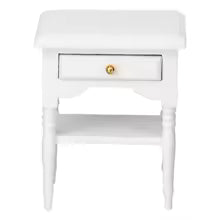 Bedside Table Furniture Wood Bedside Table 1:12 White Mini Bedroom Furnishing Articles Wooden Bedside Table