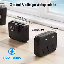 Switch with surge protector Mini Portable power strip 6-in-1 Multifunctional 3 power strip 2 USB ports