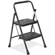 Folding 2 Step Ladder Stool with Anti-Slip Pedal 800lbs Capacity Sturdy Steel Portable Cushioned Handle