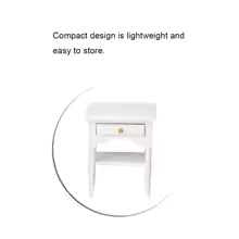 Bedside Table Furniture Wood Bedside Table 1:12 White Mini Bedroom Furnishing Articles Wooden Bedside Table