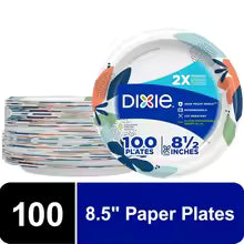 100 Pcs Heavy Duty Compostable Paper Plates Leak Resistant Microwavable Disposable