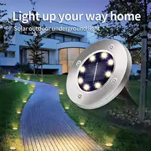 8 piece solar outdoor lights IP65 solar disk lights 8 LED solar ground lights, outdoor landscape lights for path