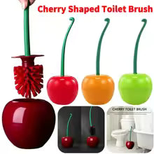 Cherry Shape Toilet Brush Long Handle Toilet Cleaning Brush Replaceable Nylon Soft Bristle Brush Bathroom