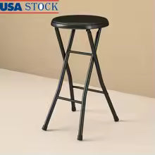 Folding Metal Stool Lightweight Portable Compact Seating Slip-Resistant Padded Chair Indoor Use Easy Storage