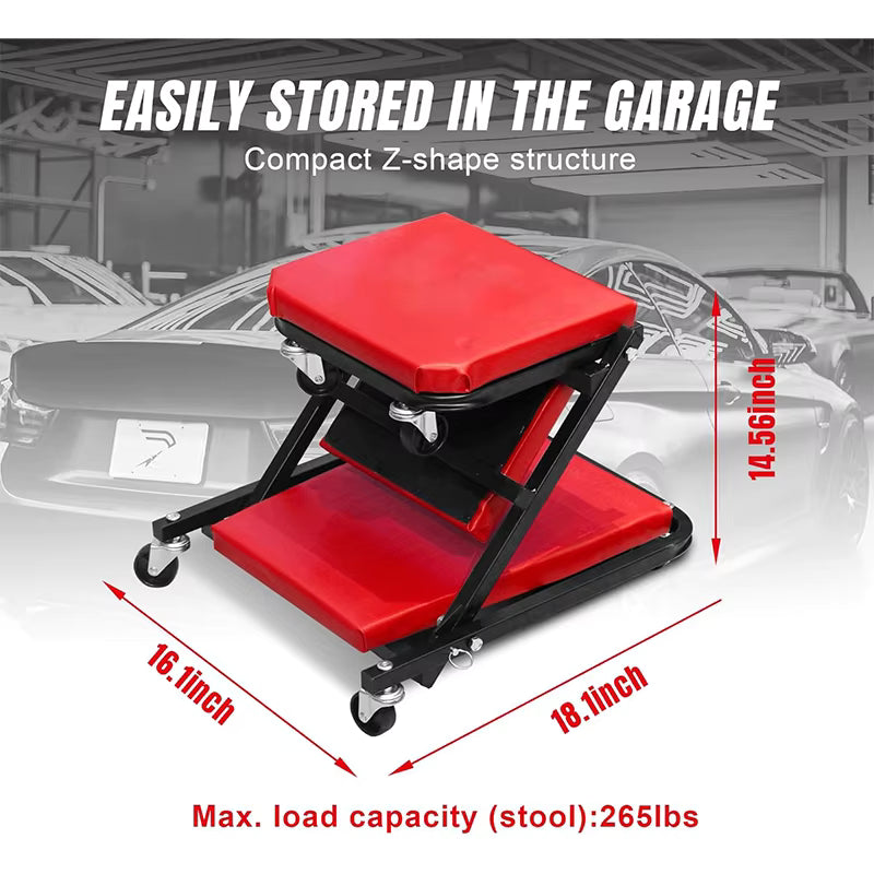 Rolling Creeper Durable Knee Pads with Full 360 Degree Turn Casters and Tool Tray, Swivel Castors Comfortable