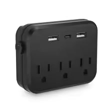 Switch with surge protector Mini Portable power strip 6-in-1 Multifunctional 3 power strip 2 USB ports