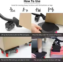 Furniture Movers with Wheels Portable 4 Wheels Furniture Dolly Furniture Mover Tool with 360°Rotation