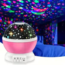 USB powered starry night light projector with moon and stars -360 ° rotatable 9 color modes