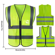 Reflective Safety Vest High Visibility Night Work Security Sleeveless Yellow Vest Construction Workwear Zipper