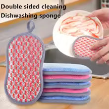 Double Side Dishwashing Sponge Dish Washing Brush Pan Pot Dish Clean Cloth Reusable Kitchen Scouring Pad Home