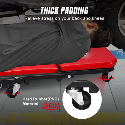 Rolling Creeper Durable Knee Pads with Full 360 Degree Turn Casters and Tool Tray, Swivel Castors Comfortable