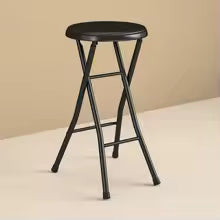 Folding Metal Stool Lightweight Portable Compact Seating Slip-Resistant Padded Chair Indoor Use Easy Storage