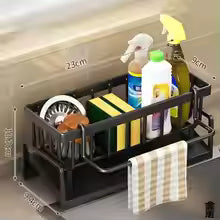 Tap Mounted Spice Shelf Sink Organizer with Drainage Rack – Space-Saving Kitchen Storage for Utensils