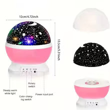 USB powered starry night light projector with moon and stars -360 ° rotatable 9 color modes